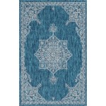 Rug Unique Loom Outdoor Traditional Teal Rectangular 5' 0 x 8' 0
