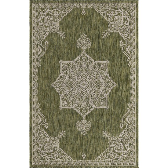 Rug Unique Loom Outdoor Traditional Green Rectangular 5' 0 x 8' 0