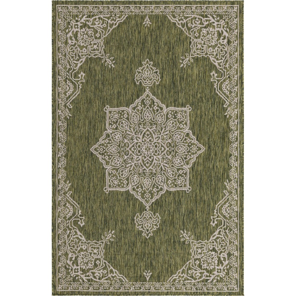 Rug Unique Loom Outdoor Traditional Green Rectangular 5' 0 x 8' 0