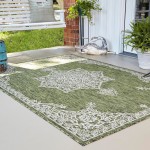 Rug Unique Loom Outdoor Traditional Green Rectangular 5' 0 x 8' 0