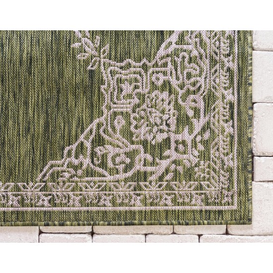 Rug Unique Loom Outdoor Traditional Green Rectangular 5' 0 x 8' 0