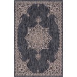 Rug Unique Loom Outdoor Traditional Charcoal Gray Rectangular 5' 0 x 8' 0