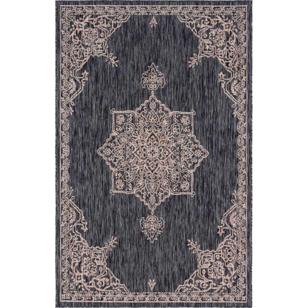 Rug Unique Loom Outdoor Traditional Charcoal Gray Rectangular 5' 0 x 8' 0 Rug Unique Loom Outdoor Traditional Charcoal Gray Rectangular 5' 0 x 8' 0