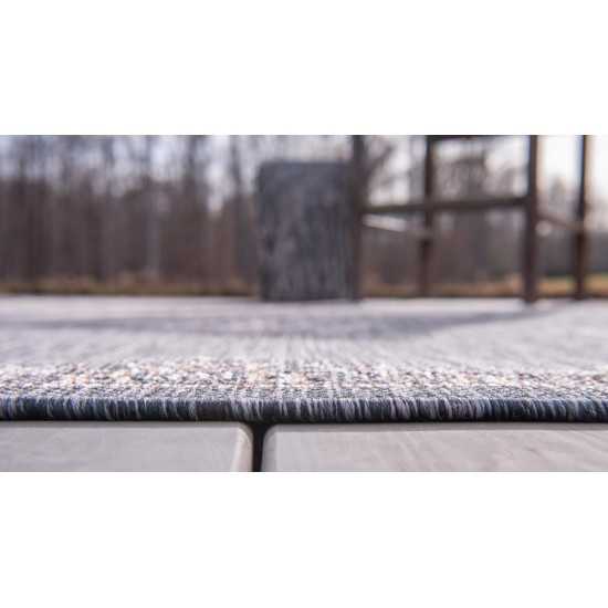 Rug Unique Loom Outdoor Traditional Charcoal Gray Rectangular 5' 0 x 8' 0