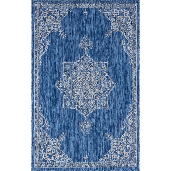 Rug Unique Loom Outdoor Traditional Blue Rectangular 5' 0 x 8' 0