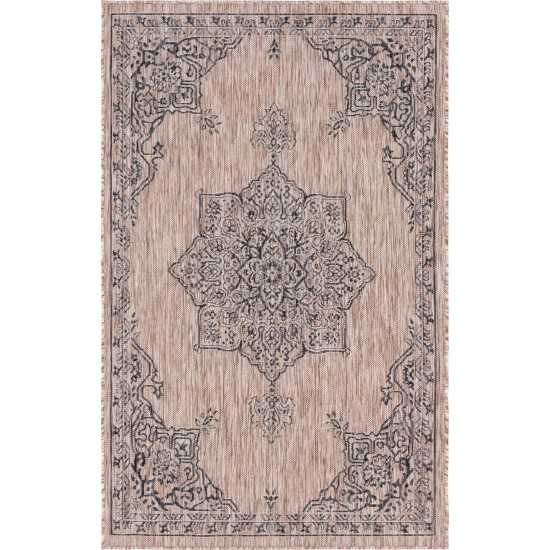 Rug Unique Loom Outdoor Traditional Beige Rectangular 5' 0 x 8' 0