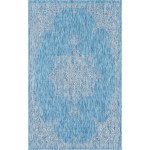 Rug Unique Loom Outdoor Traditional Aqua Blue Rectangular 5' 0 x 8' 0