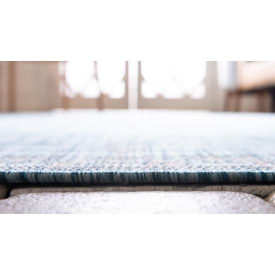 Rug Unique Loom Outdoor Traditional Aqua Blue Rectangular 5' 0 x 8' 0