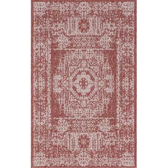 Rug Unique Loom Outdoor Traditional Rust Red Rectangular 5' 0 x 8' 0