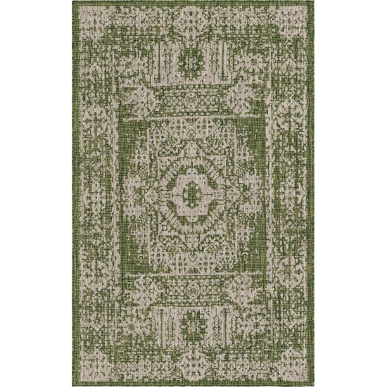 Rug Unique Loom Outdoor Traditional Green Rectangular 5' 0 x 8' 0