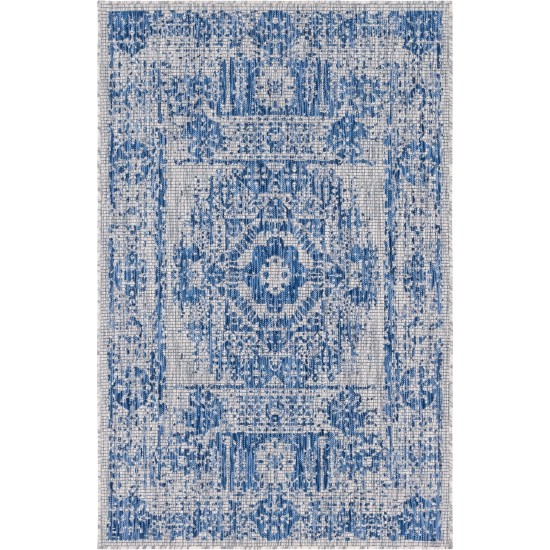 Rug Unique Loom Outdoor Traditional Blue Rectangular 5' 0 x 8' 0