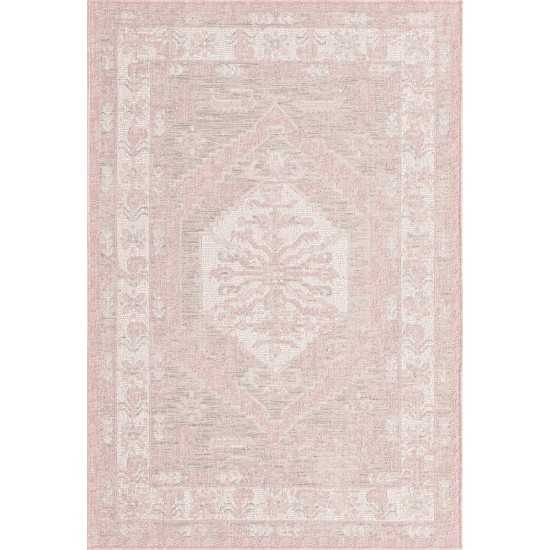 Rug Unique Loom Outdoor Traditional Pink Rectangular 4' 0 x 6' 0