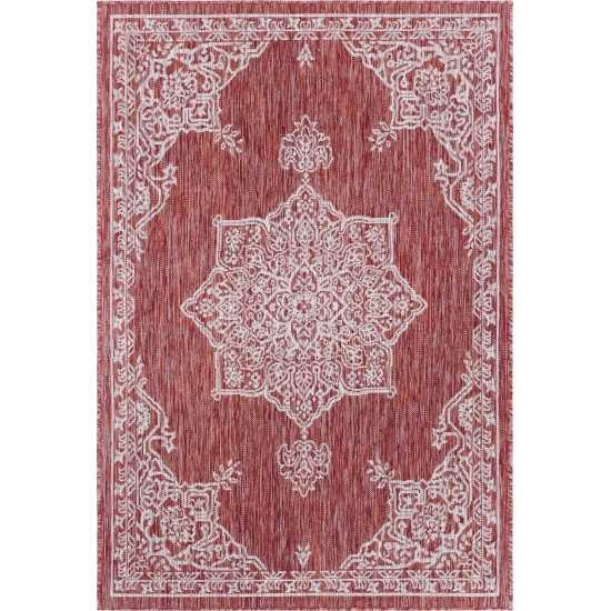 Rug Unique Loom Outdoor Traditional Rust Red Rectangular 4' 0 x 6' 0