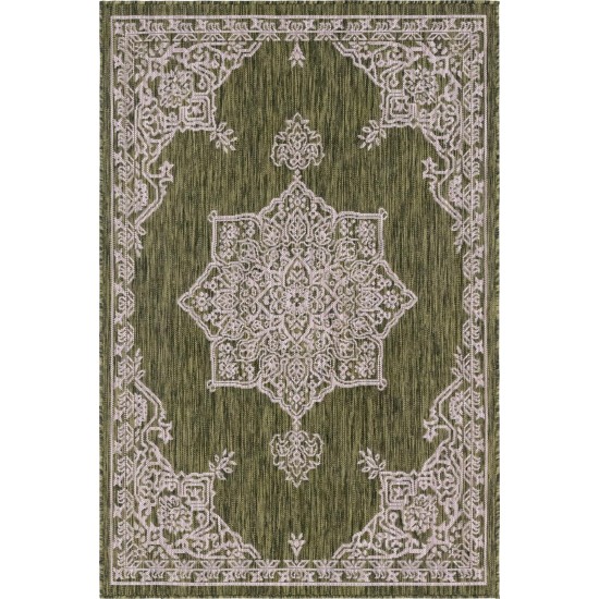 Rug Unique Loom Outdoor Traditional Green Rectangular 4' 0 x 6' 0