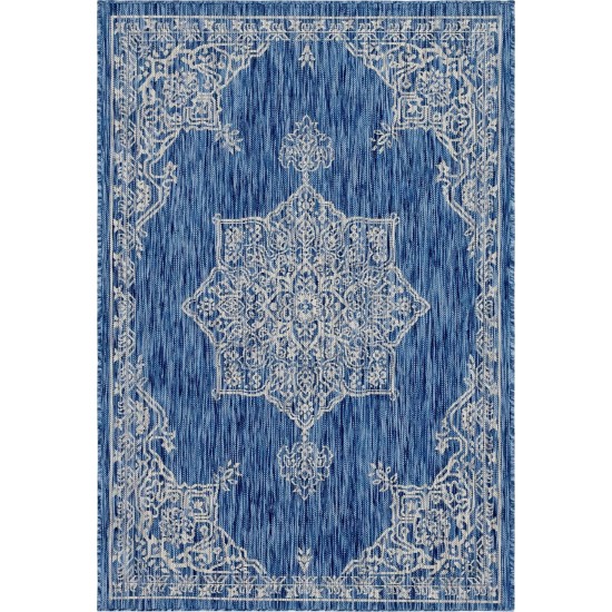 Rug Unique Loom Outdoor Traditional Blue Rectangular 4' 0 x 6' 0