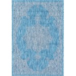 Rug Unique Loom Outdoor Traditional Aqua Blue Rectangular 4' 0 x 6' 0