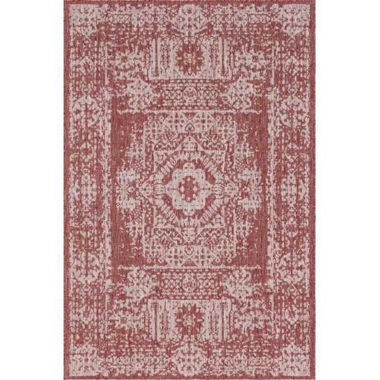 Rug Unique Loom Outdoor Traditional Rust Red Rectangular 4' 0 x 6' 0