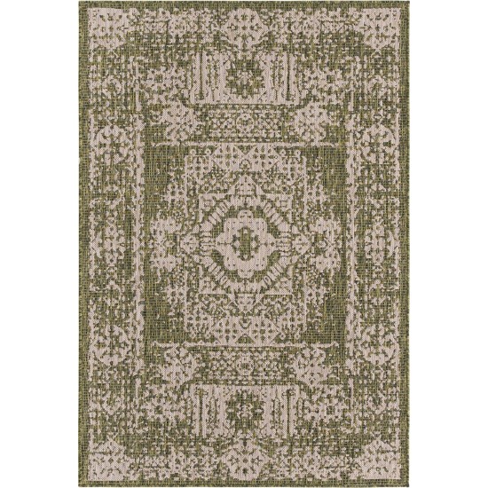 Rug Unique Loom Outdoor Traditional Green Rectangular 4' 0 x 6' 0