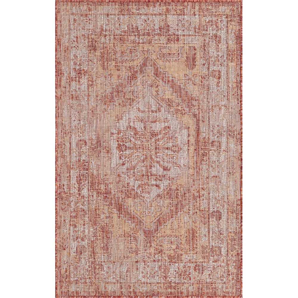 Rug Unique Loom Outdoor Traditional Rust Red Rectangular 3' 3 x 5' 3