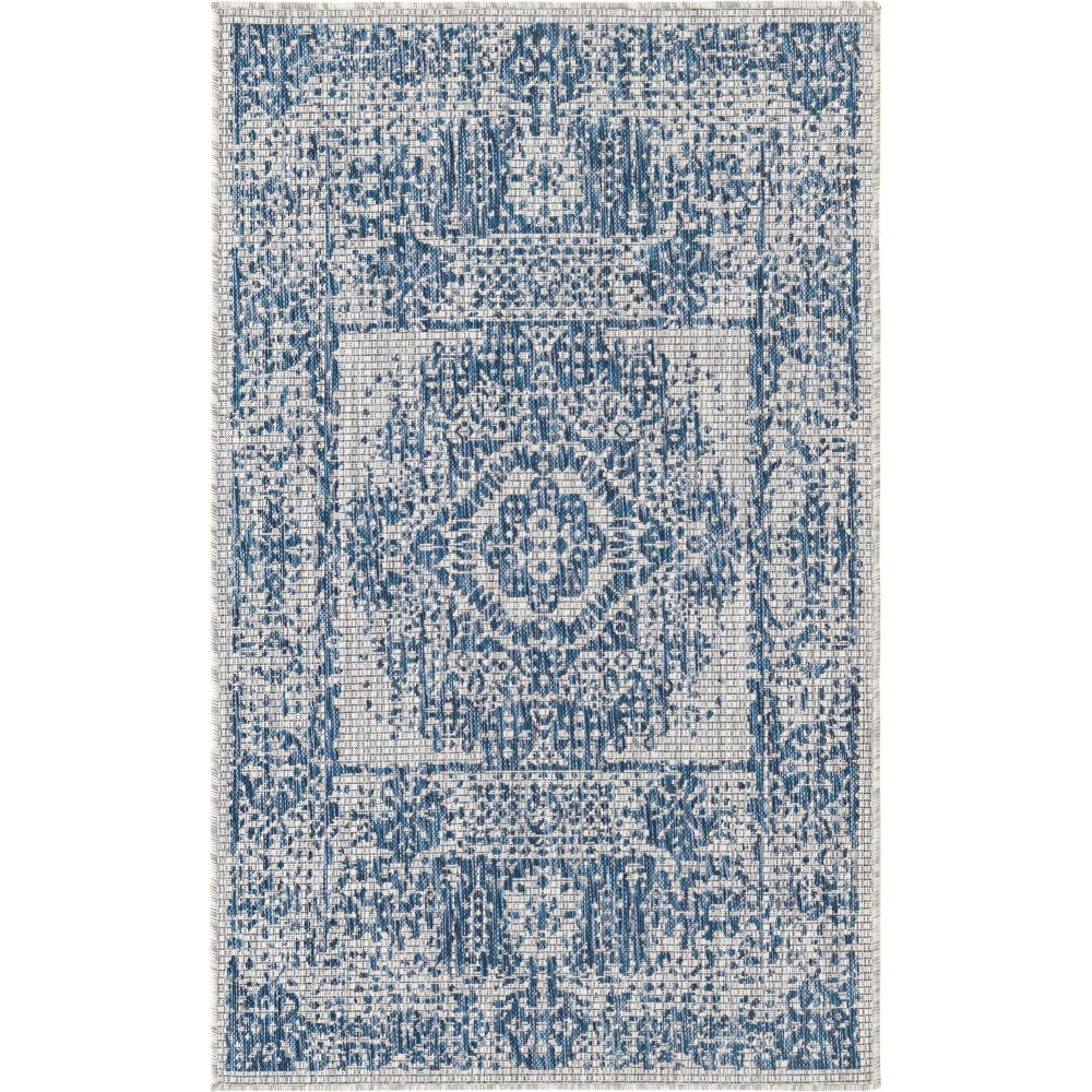 Rug Unique Loom Outdoor Traditional Blue Rectangular 3' 3 x 5' 3