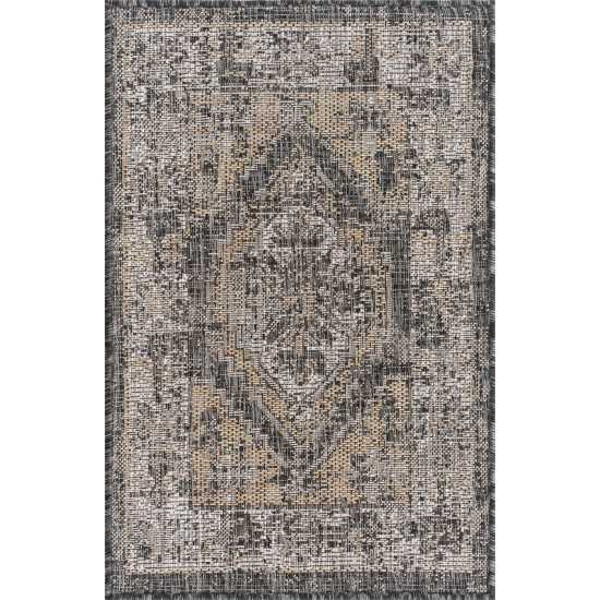 Rug Unique Loom Outdoor Traditional Charcoal Rectangular 2' 2 x 3' 0