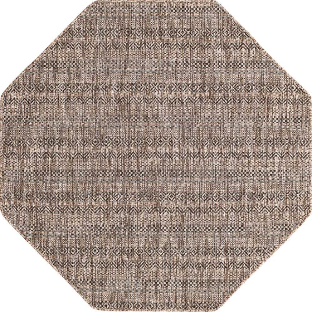 Rug Unique Loom Outdoor Striped Brown Octagon 5' 3 x 5' 3 Rug Unique Loom Outdoor Striped Brown Octagon 5' 3 x 5' 3
