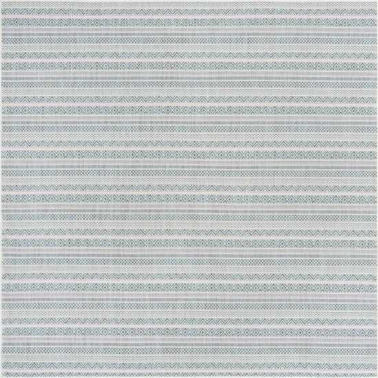 Rug Unique Loom Outdoor Striped Teal Square 7' 10 x 7' 10