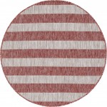 Rug Unique Loom Outdoor Striped Rust Red Round 4' 0 x 4' 0