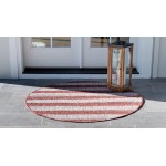 Rug Unique Loom Outdoor Striped Rust Red Round 4' 0 x 4' 0