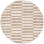 Rug Unique Loom Outdoor Striped Light Brown Round 4' 0 x 4' 0