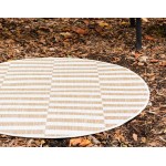 Rug Unique Loom Outdoor Striped Light Brown Round 4' 0 x 4' 0