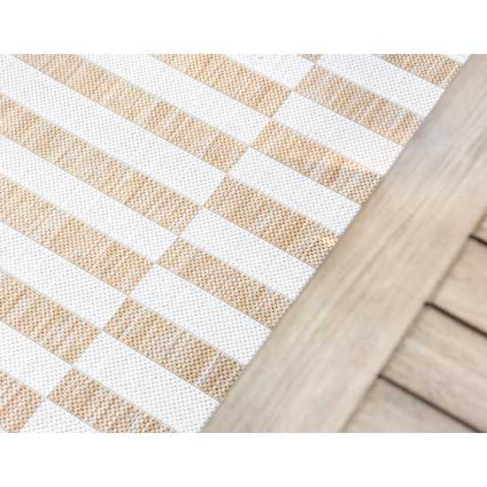 Rug Unique Loom Outdoor Striped Light Brown Round 4' 0 x 4' 0