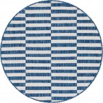 Rug Unique Loom Outdoor Striped Navy Blue Round 4' 0 x 4' 0