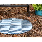 Rug Unique Loom Outdoor Striped Navy Blue Round 4' 0 x 4' 0