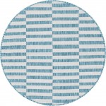 Rug Unique Loom Outdoor Striped Blue Round 4' 0 x 4' 0