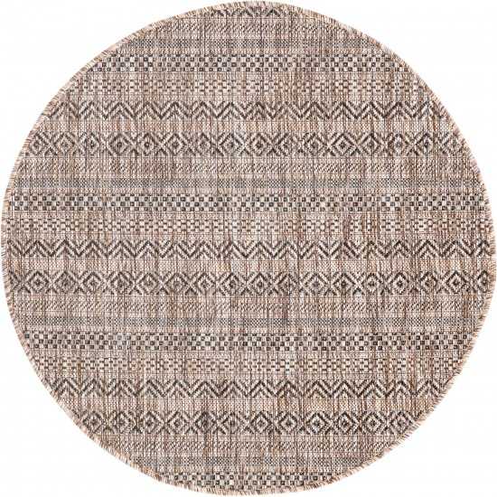 Rug Unique Loom Outdoor Striped Brown Round 3' 3 x 3' 3