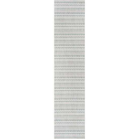 Rug Unique Loom Outdoor Striped Teal Runner 2' 7 x 12' 0