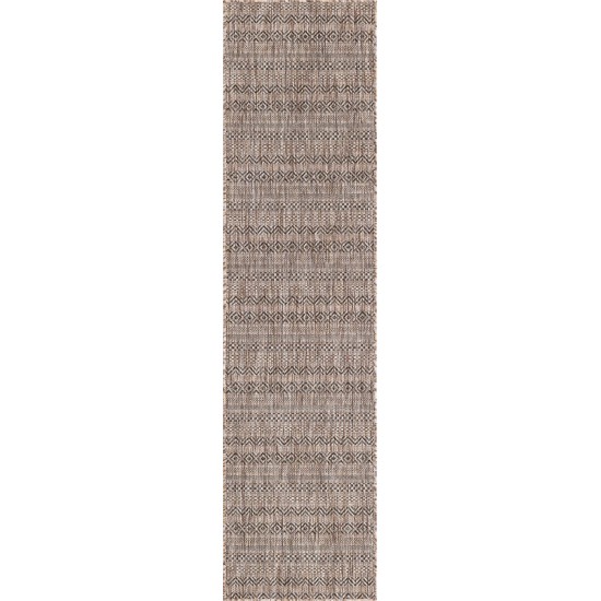 Rug Unique Loom Outdoor Striped Brown Runner 2' 0 x 7' 10