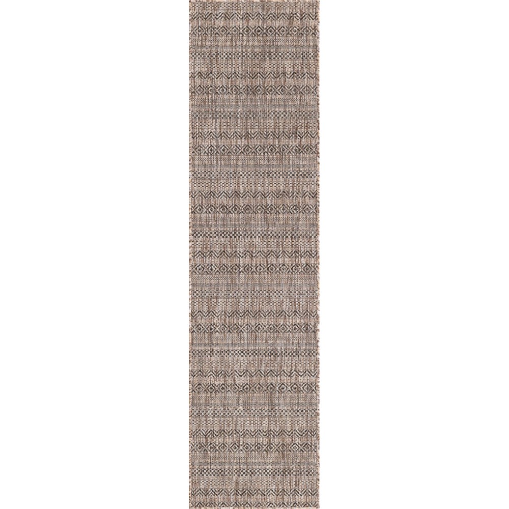 Rug Unique Loom Outdoor Striped Brown Runner 2' 0 x 7' 10