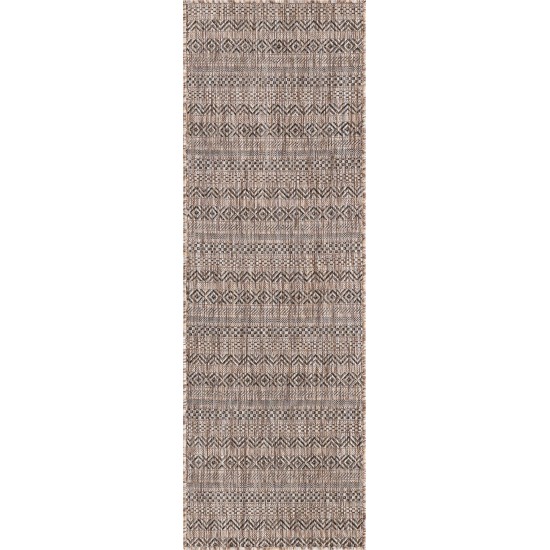 Rug Unique Loom Outdoor Striped Brown Runner 2' 0 x 6' 0