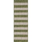 Rug Unique Loom Outdoor Striped Green Runner 2' 0 x 6' 0