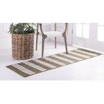 Rug Unique Loom Outdoor Striped Green Runner 2' 0 x 6' 0