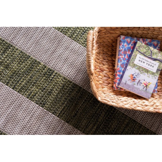 Rug Unique Loom Outdoor Striped Green Runner 2' 0 x 6' 0