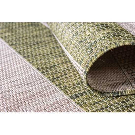 Rug Unique Loom Outdoor Striped Green Runner 2' 0 x 6' 0