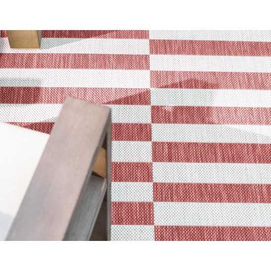 Rug Unique Loom Outdoor Striped Red Runner 2' 0 x 6' 0