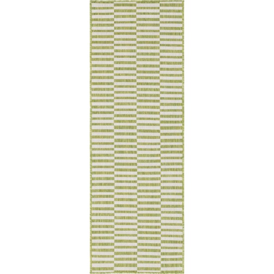 Rug Unique Loom Outdoor Striped Green Runner 2' 0 x 6' 0