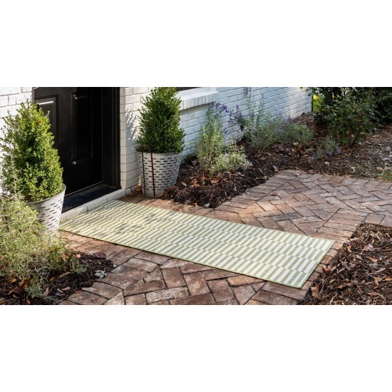 Rug Unique Loom Outdoor Striped Green Runner 2' 0 x 6' 0