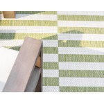 Rug Unique Loom Outdoor Striped Green Runner 2' 0 x 6' 0