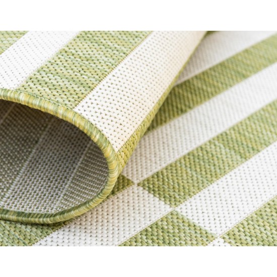 Rug Unique Loom Outdoor Striped Green Runner 2' 0 x 6' 0
