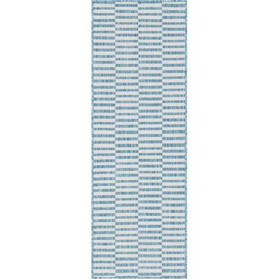 Rug Unique Loom Outdoor Striped Blue Runner 2' 0 x 6' 0